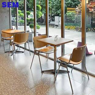 东南亚风主题餐厅实木桌椅组合网红咖啡厅奶茶店烘焙店原木色桌椅