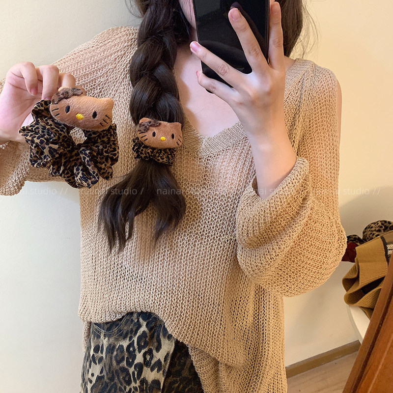 可爱豹纹Kitty猫大肠发圈皮筋时尚马尾发绳2025新款爆款头绳