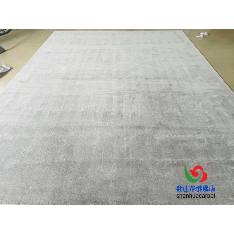 现代简约灰色平面纯色中式手工腈纶客厅茶几沙发地毯大厅办公室