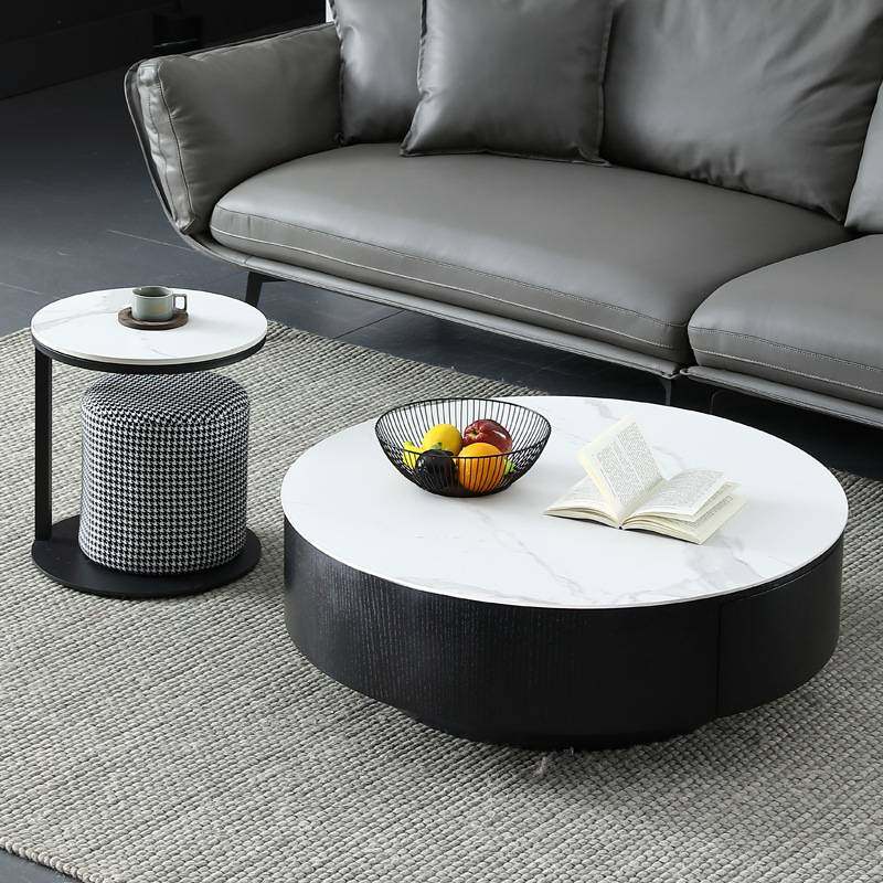 极简岩板圆形茶几三件套小圆型电视柜组合简约客厅可伸缩意式极简,住宅家具,茶几,淘宝优惠券,粉丝福利购,淘宝优惠卷