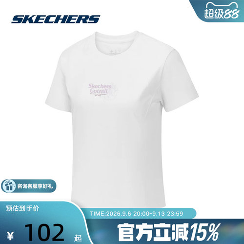 Skechers斯凯奇26夏季女士运动休闲时尚舒适圆领短袖T恤 P326W006