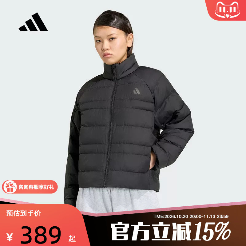 adidas阿迪达斯短款棉服女2026秋黑色舒适百搭休闲夹克外套KF2715