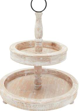 白色木托盘双层托盘圣诞节点心盘节日聚会派对农舍风层盘