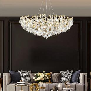 现代轻奢水晶花朵吊灯客厅餐厅卧室手工艺术装饰金色树枝造型灯具