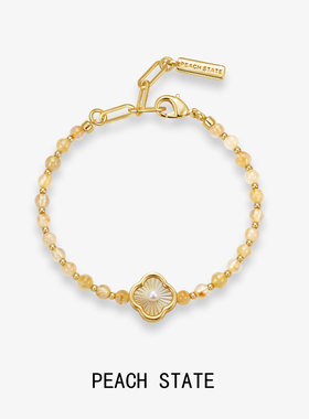 PEACH STATE金发金珍珠手链女精致花朵吊坠轻奢高级小众水晶手饰