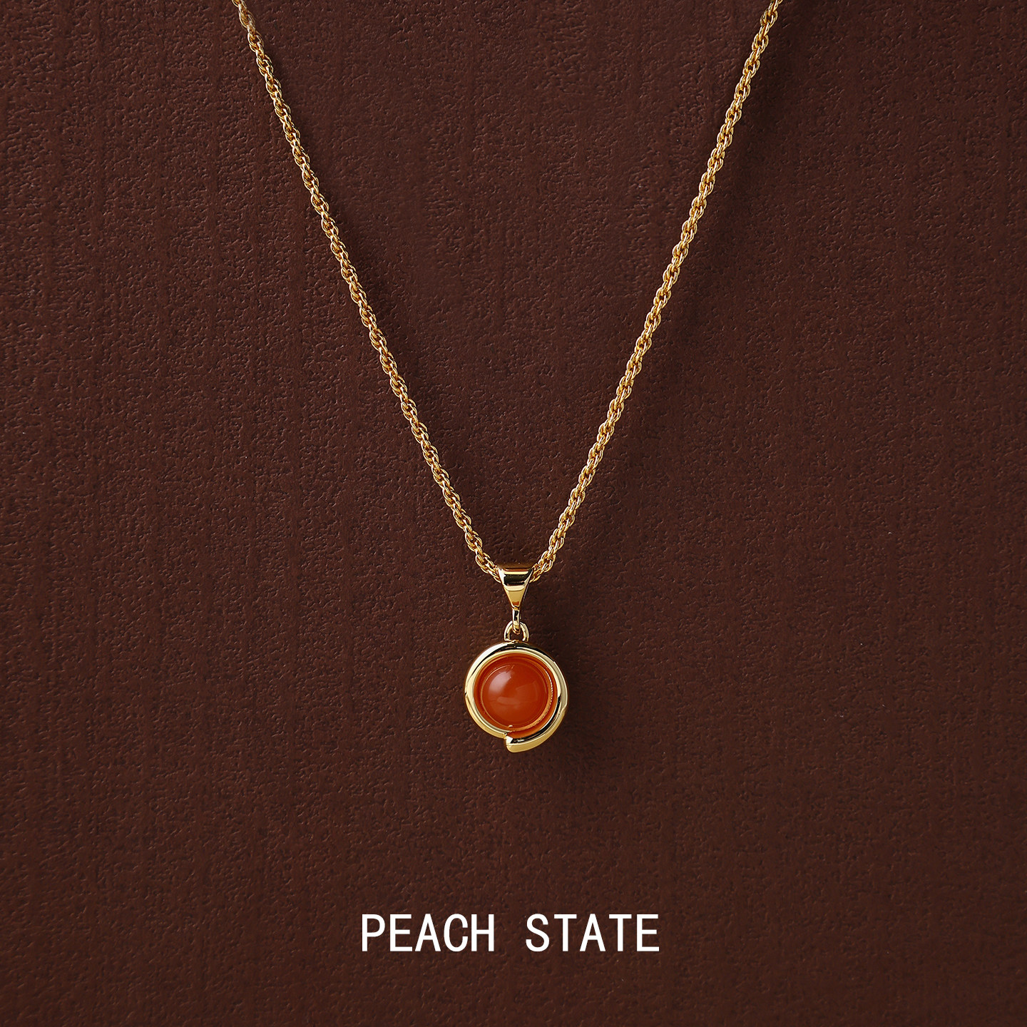 PEACH STATE天然南红玛瑙吊坠项链女时尚百搭长链简约气质锁骨链