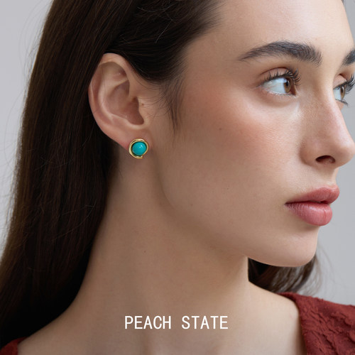 PEACHSTATE绿松石耳钉轻奢小众