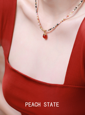 PEACHSTATE绿松石串珠锁骨链