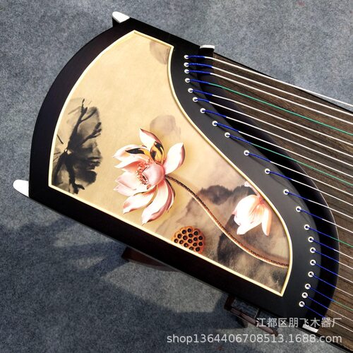 扬州古筝 厂家批发古筝 紫檀立体绢画国色天香款古筝 考级古筝