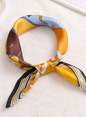 [买墨镜送丝巾]MOSHYE墨上影马年本命年真丝丝巾女春夏小方巾53cm