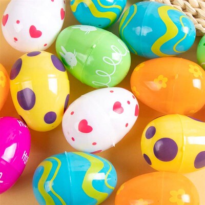 12/24pcs Easter Fillable Opening Egg Plastic Easter Eggs Dec