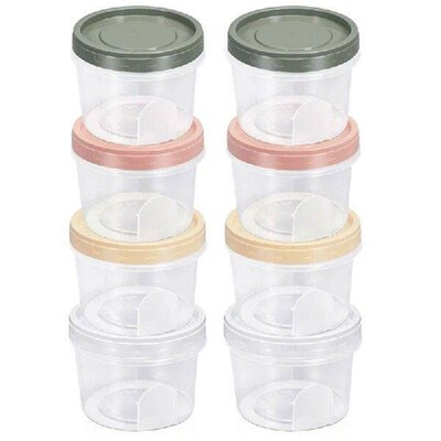 8PCS Round Plastic Containers With Lids, Reuseable Small