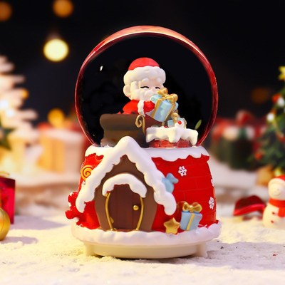 Christmas Gift Santa Claus Rotating Music Box Crystal Ball