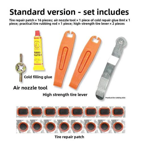 Bicycle tire patching tool set, mountain road bike cold patc