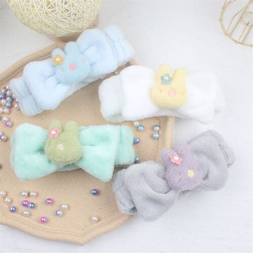 Cute Plush Fless Rabbit Hair Band Girl Wash F Wide Side Head