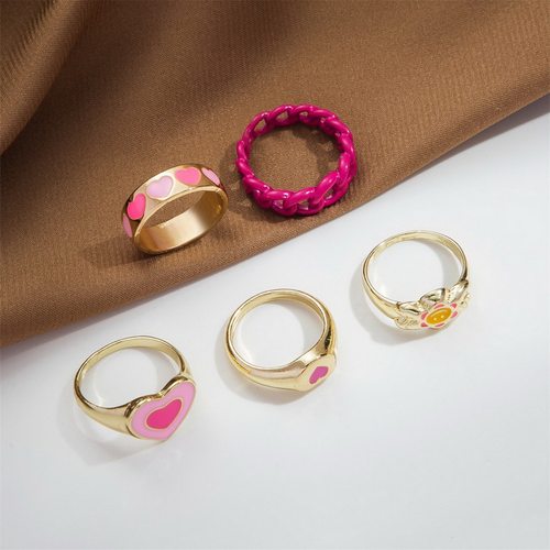 Cute Colorful Butterfly Heart Rings Set Open Rings Wholesale
