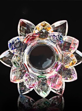 好财气 荷花水杯贡品供水杯 水晶七彩莲花杯 玻璃圣水杯 净水杯