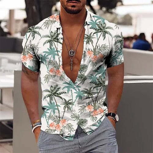 Hawaiian Shirt For Men Vacation Daily Slim Fit ops Gym Elega