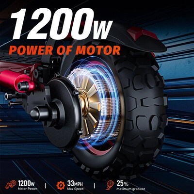 Foldable 1200W Electric Scooter with Seat for Adults, 11 O