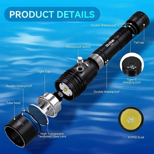 Wurkkos DL20R USB C Rechargeable Diving Light Powerful 3200l