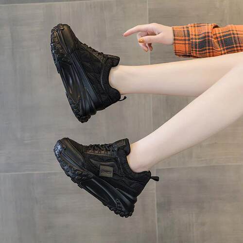 Autumn Leather Silver Platform Shoes Thick Sole Luxury Chunk