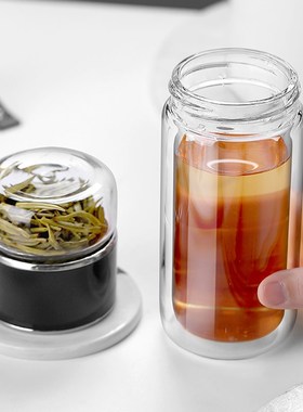 390ML Tea Water Bottle High Borosilicate Glass Double Layer