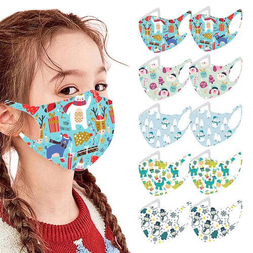 10PC Kawaii Kids Face Masks Washable Dinosaur Design Cartoon