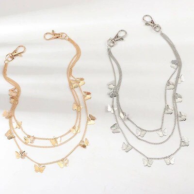 Women Pants Chain Multi Layer HipHop Keychain Trousers Jewel