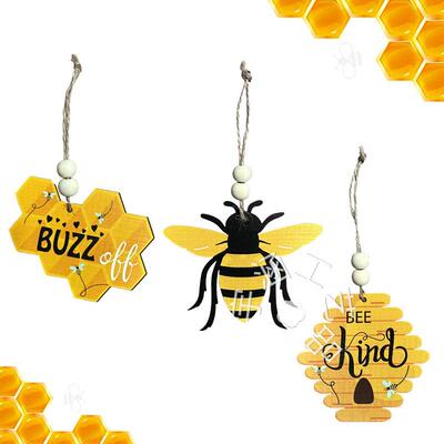 Bee Easter Wooden Pendant Pastoral Style Wooden Bee Hive Dec
