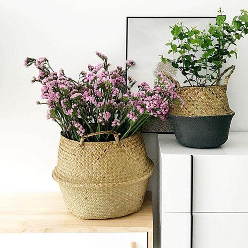 Seagrass Wickerwork Basket Rattan Hanging Flower Pot Dirty L
