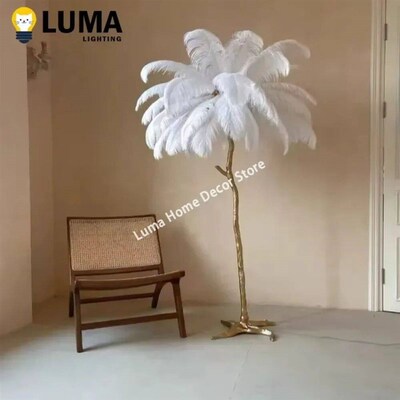Modern Nordic Feather Floor Lamp Luxury Ostrich Plume Style