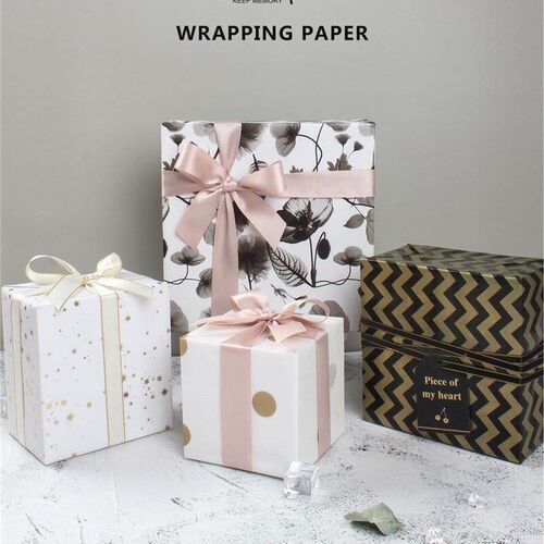 birthday gift wrapping paper boy烫金生日礼物包装纸大尺寸男生