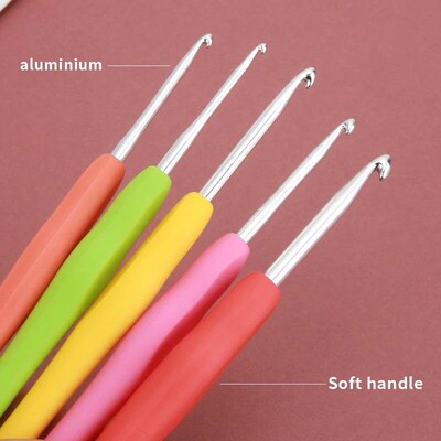 Crochet Hooks Kit Rubber Handle Crochet Hooks Needles Grip E