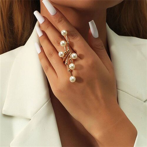 Fashion Oversize Multi Artificial Pearl Ring Irregular Twine
