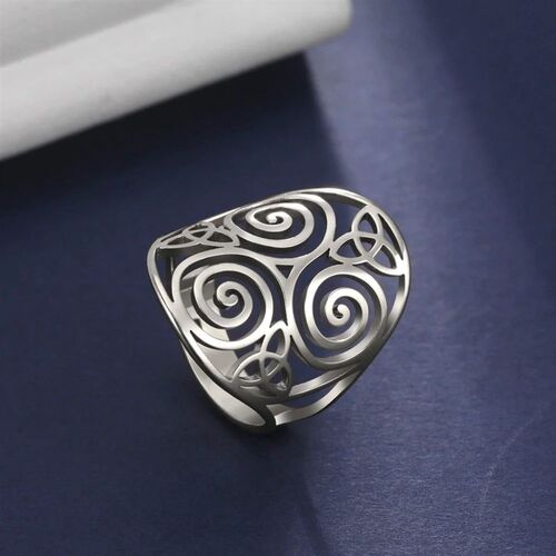Triskel Triskelion Amulet Adjustable Rings for Men Women Cel