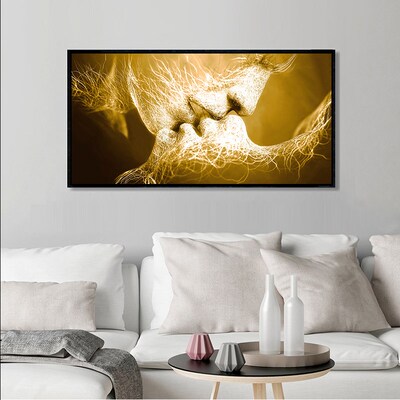 Black Love Kiss Canvas Painting Abstract Print Poster Pictur