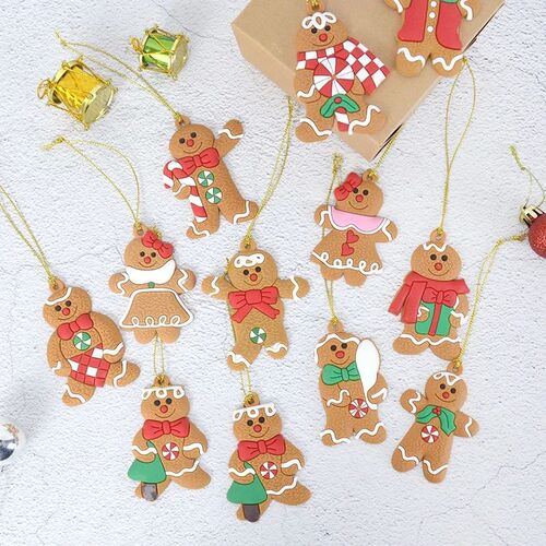 6/12Pcs Gingerbread Man Ornaments Christmas Decorations Tree