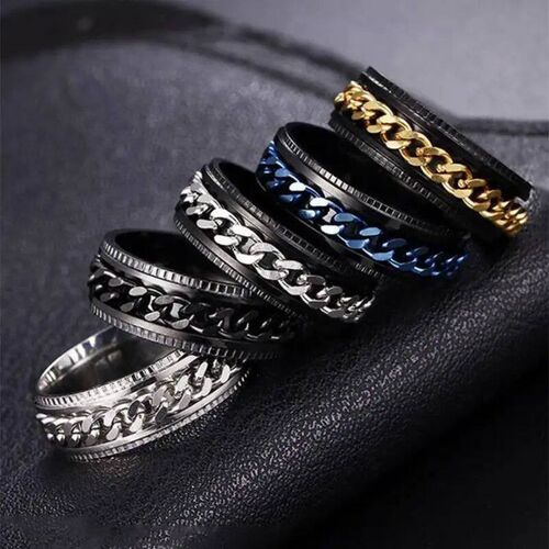 Anxiety Fidget Rings For Men Spining Titanium Stainless Stee