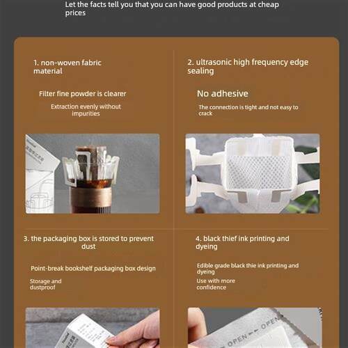 50pcs Coffee Filter Bags Hanging Ear Style Filters Paper