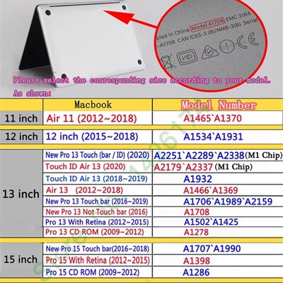 适用于Macbook A3113 A3114 A2681 A2941 A2779 A2780 A2992 Case