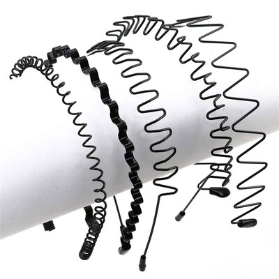 Unisex Black Elastic Non Slip Simple Metal Headbands For Men