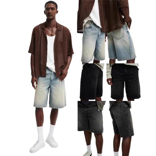 Denim shorts and baggy fives潮流男士牛仔短裤宽松中裤五分裤子