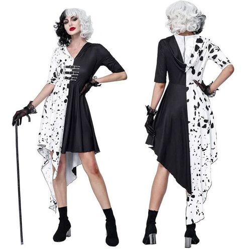 Adults Black White Witch Deville Cosplay Costume Dress for W