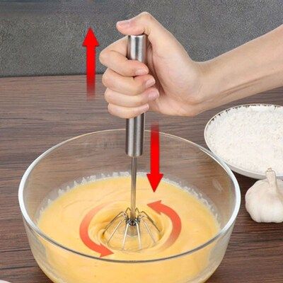 Semi-automatic Egg Beater Stainless Steel Whisk Manual Press