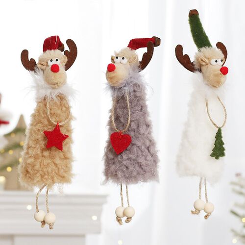Christmas Tree Hanging Ornaments Handmade Decor Plush Elk Ha