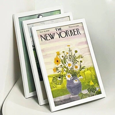 Set of 3 A4 Wooden Picture Frames Black White and Apricot Na