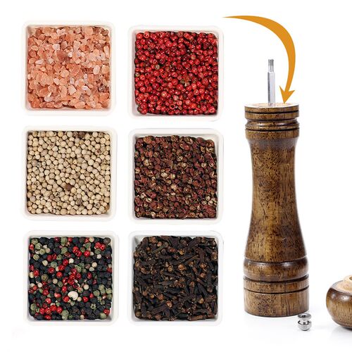 Salt and Pepper Mill, Wood Pepper Shakers with Strong Adjust