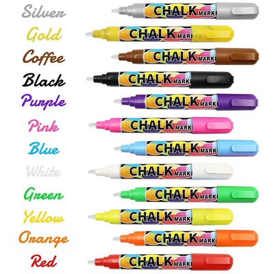 Liquid Chalk Marker Pens Erasable Multi Colored LED Writing