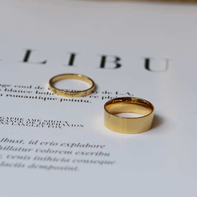 VIAN Glossy Thin Ring Minimalist Wide and Narrow Stacked Ver