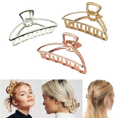 Women Girls Geometric Hair Claw Clamps Metal Hair Crab Moon